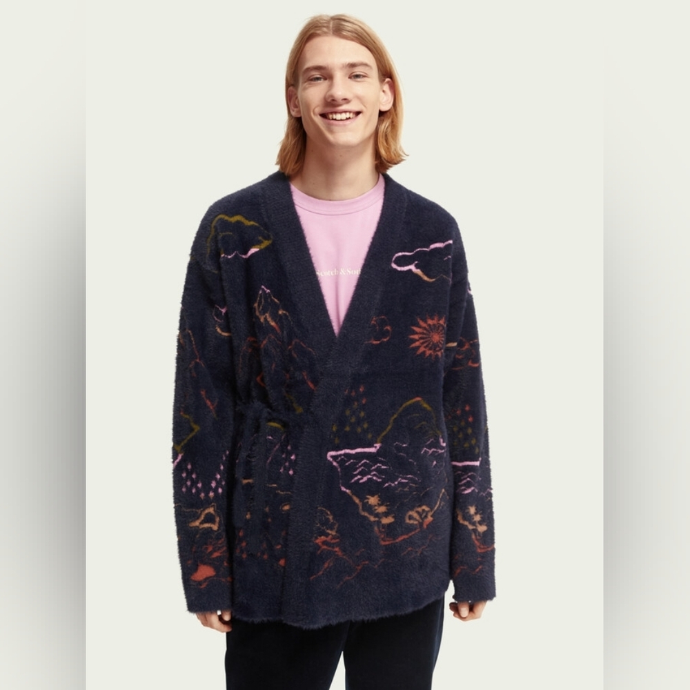 Scotch & Soda Unisex Jacquard Kimono Sweater / Knit Cardigan | Sz XL - Picture 4 of 16